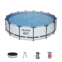 Каркасный бассейн Bestway 457х107 см с фильтром-насосом, тентом и лестницей 56488